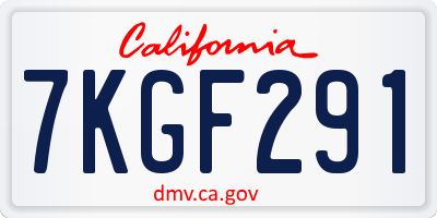 CA license plate 7KGF291
