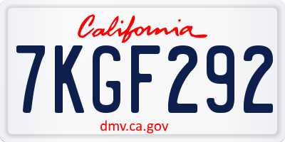 CA license plate 7KGF292
