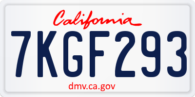 CA license plate 7KGF293