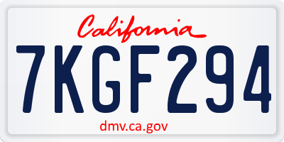 CA license plate 7KGF294