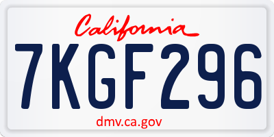 CA license plate 7KGF296