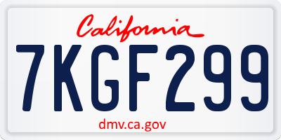 CA license plate 7KGF299
