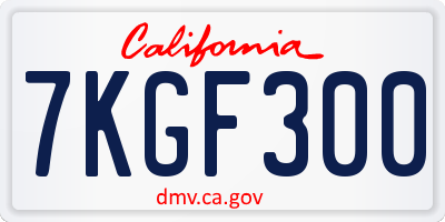 CA license plate 7KGF300