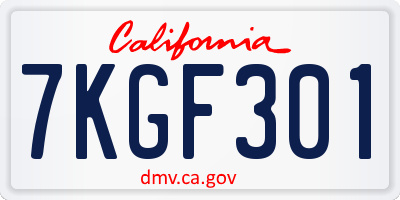 CA license plate 7KGF301