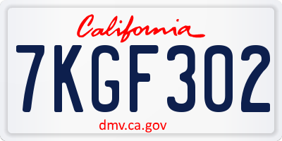 CA license plate 7KGF302