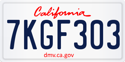 CA license plate 7KGF303