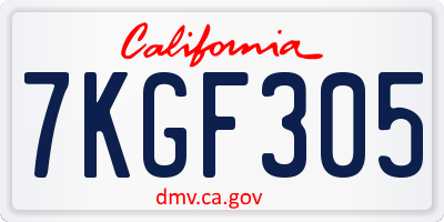 CA license plate 7KGF305