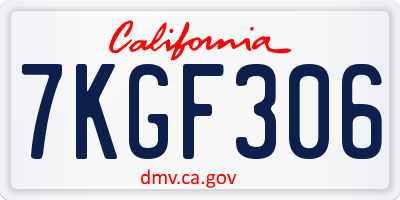 CA license plate 7KGF306