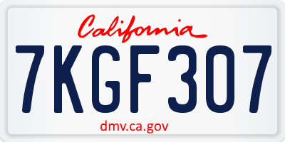 CA license plate 7KGF307