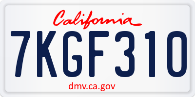 CA license plate 7KGF310