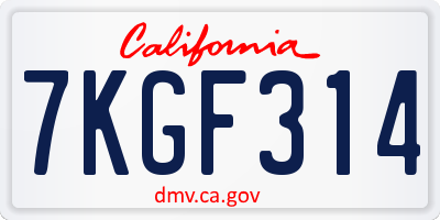 CA license plate 7KGF314