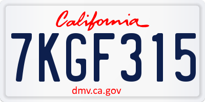 CA license plate 7KGF315