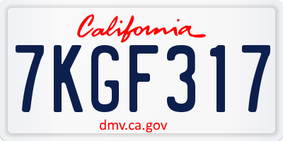 CA license plate 7KGF317