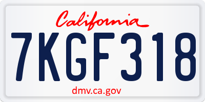 CA license plate 7KGF318