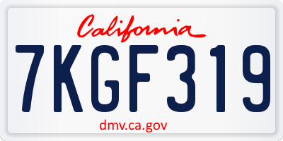 CA license plate 7KGF319