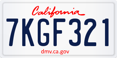 CA license plate 7KGF321