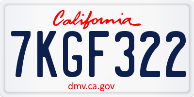 CA license plate 7KGF322