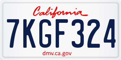 CA license plate 7KGF324