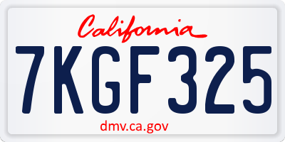 CA license plate 7KGF325