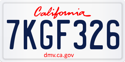 CA license plate 7KGF326