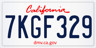 CA license plate 7KGF329
