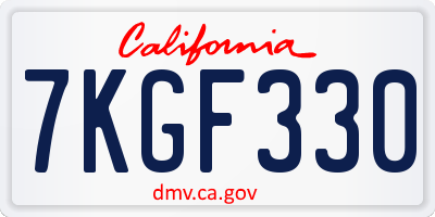 CA license plate 7KGF330