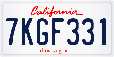 CA license plate 7KGF331