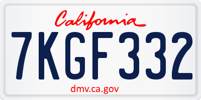 CA license plate 7KGF332