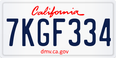 CA license plate 7KGF334