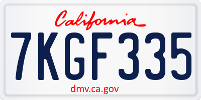 CA license plate 7KGF335