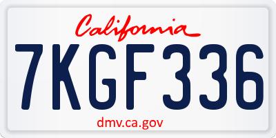 CA license plate 7KGF336
