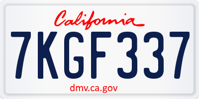 CA license plate 7KGF337