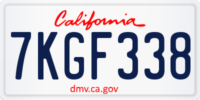 CA license plate 7KGF338
