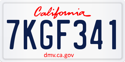 CA license plate 7KGF341