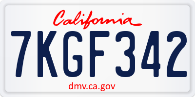 CA license plate 7KGF342