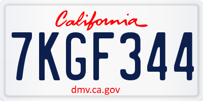 CA license plate 7KGF344