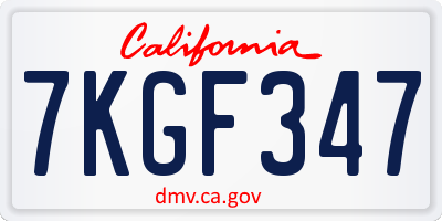 CA license plate 7KGF347