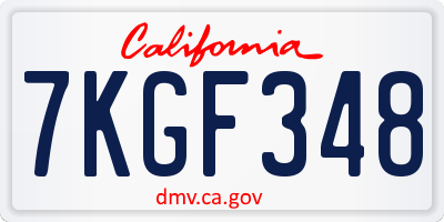 CA license plate 7KGF348