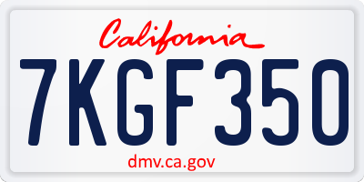 CA license plate 7KGF350