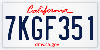 CA license plate 7KGF351