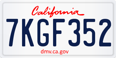 CA license plate 7KGF352