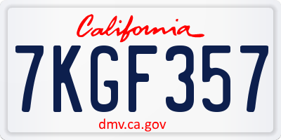 CA license plate 7KGF357