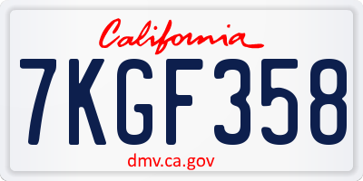 CA license plate 7KGF358