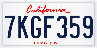 CA license plate 7KGF359