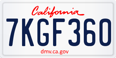 CA license plate 7KGF360