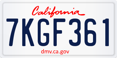 CA license plate 7KGF361