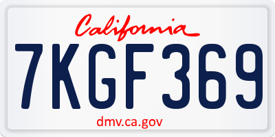 CA license plate 7KGF369