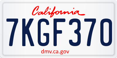 CA license plate 7KGF370
