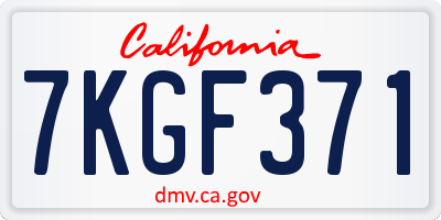CA license plate 7KGF371