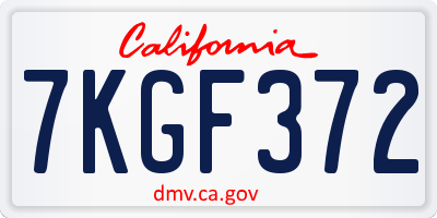 CA license plate 7KGF372